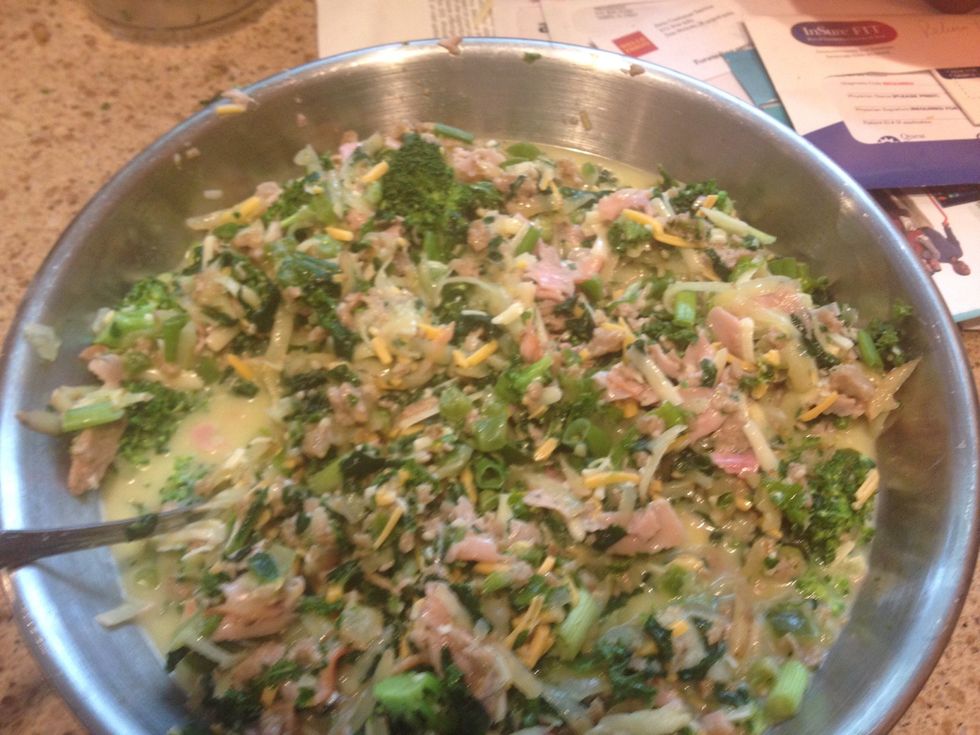 This is what my bowl looks like with all ingredients added and mixed.