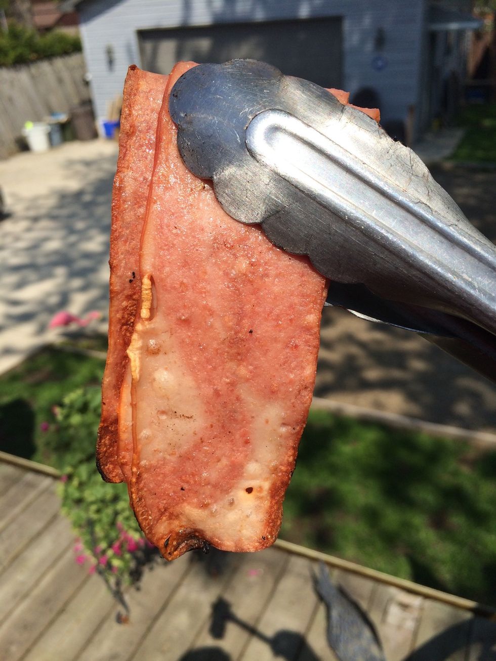 This is what my crispy chicken bacon looked like when I took it off the barbecue \ud83d\ude00