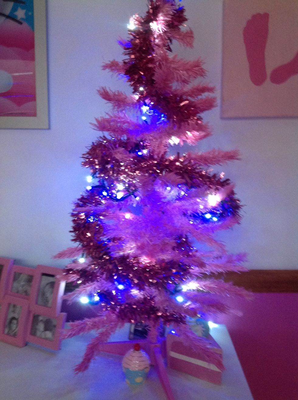 This is what my tree looks like after tinsel and lights