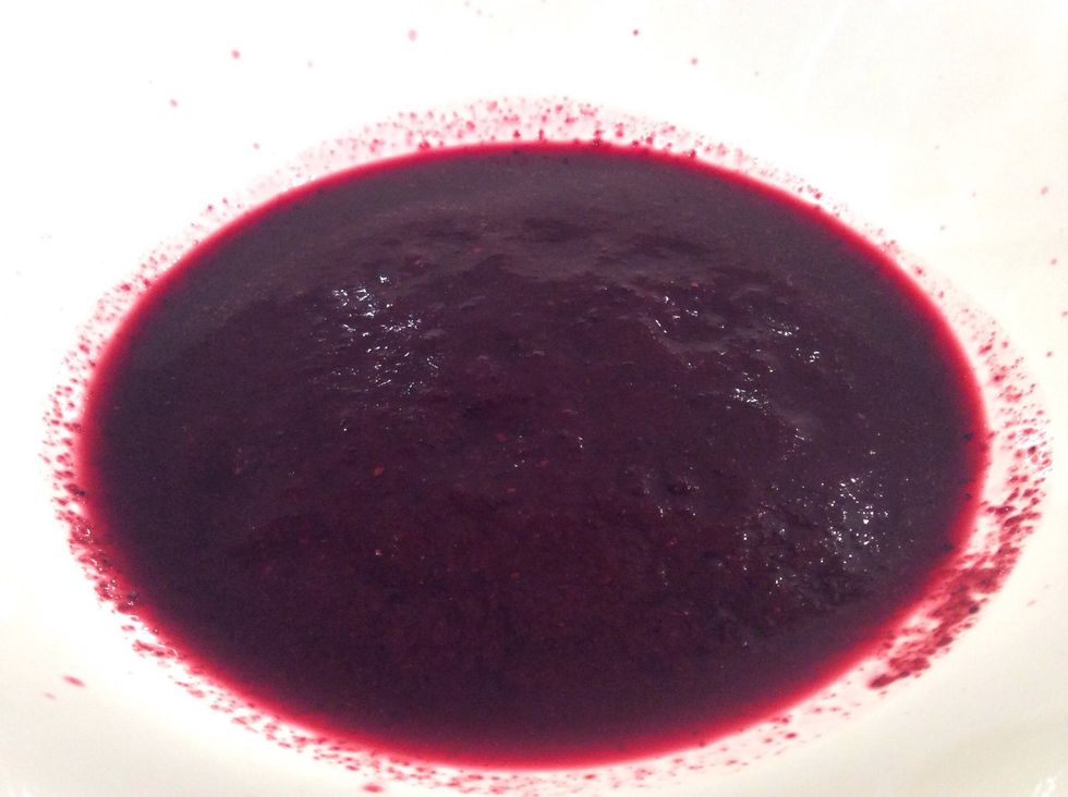 This is what the blueberry puree should look like when you have finished.
