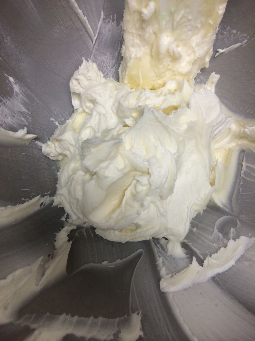 This is what the buttercream should look like when it is done being mixed. Make sure everything is incorporated and your frosting is not too stiff or too runny.