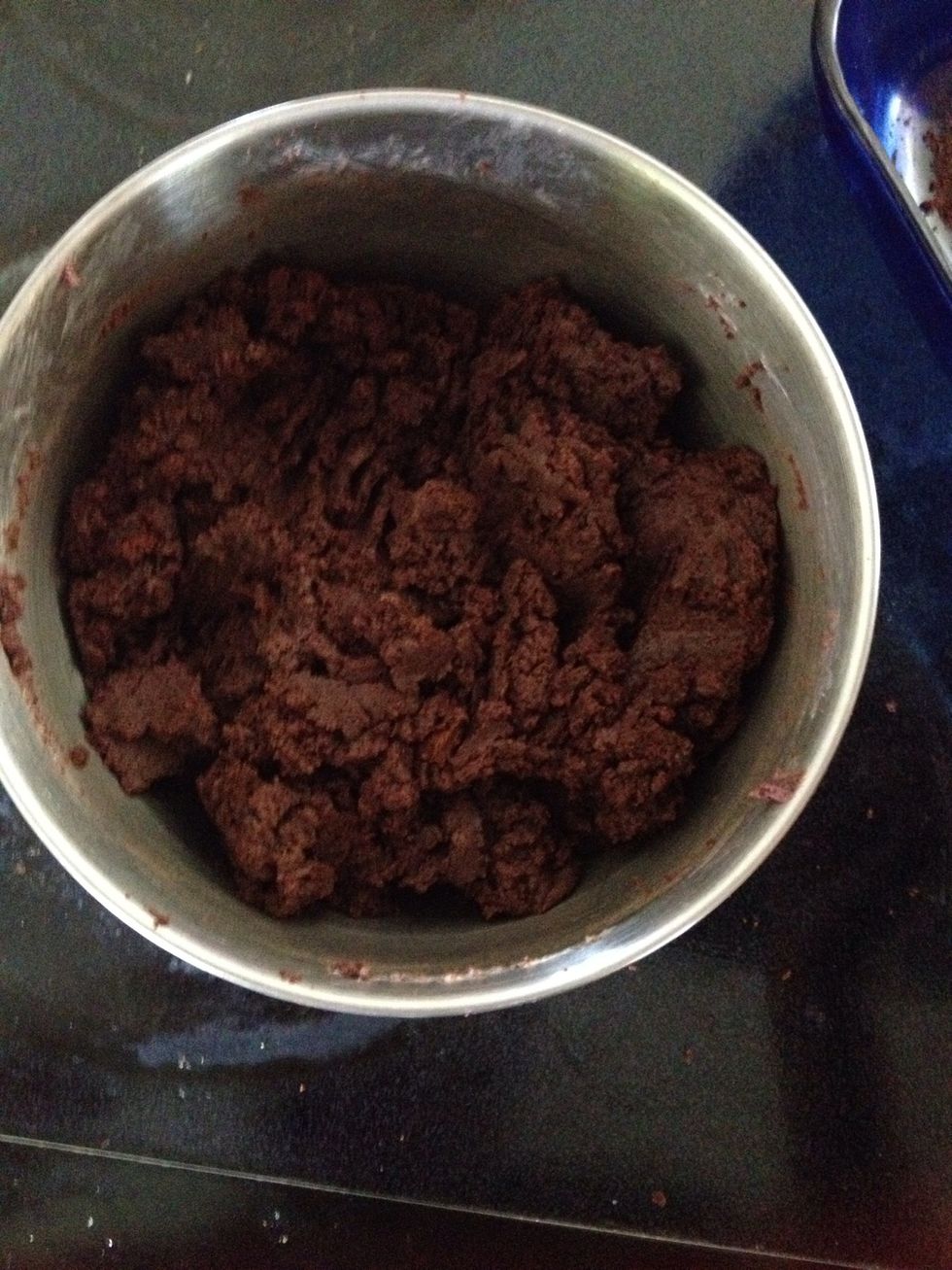 This is what the cake crumbs should look like after the frosting is mixed