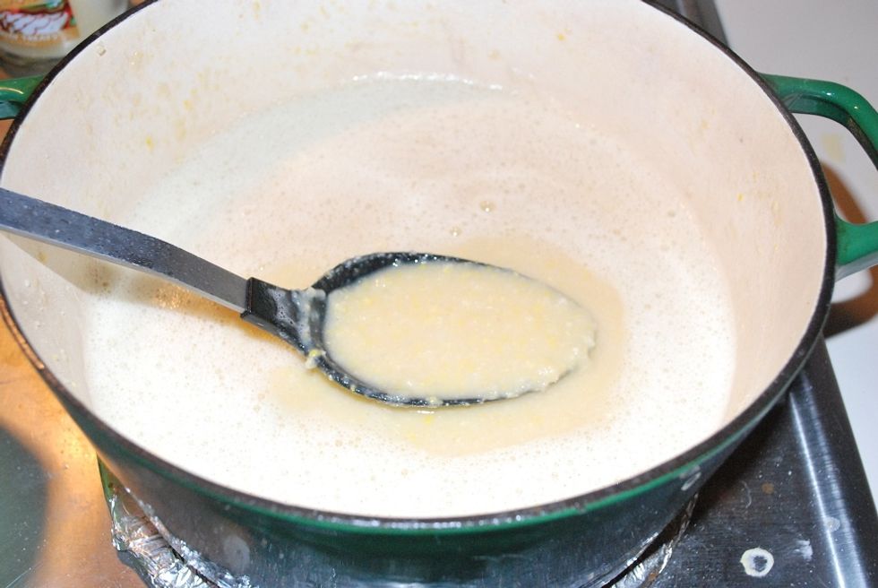 This is what the chowder should look like after blending