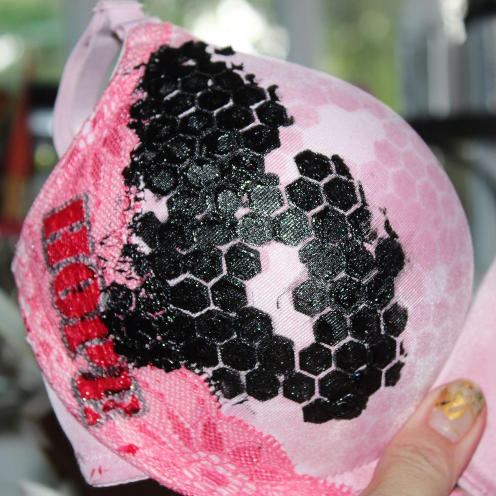 This is what the cup of the bra looked like after going over with the black sorbet.