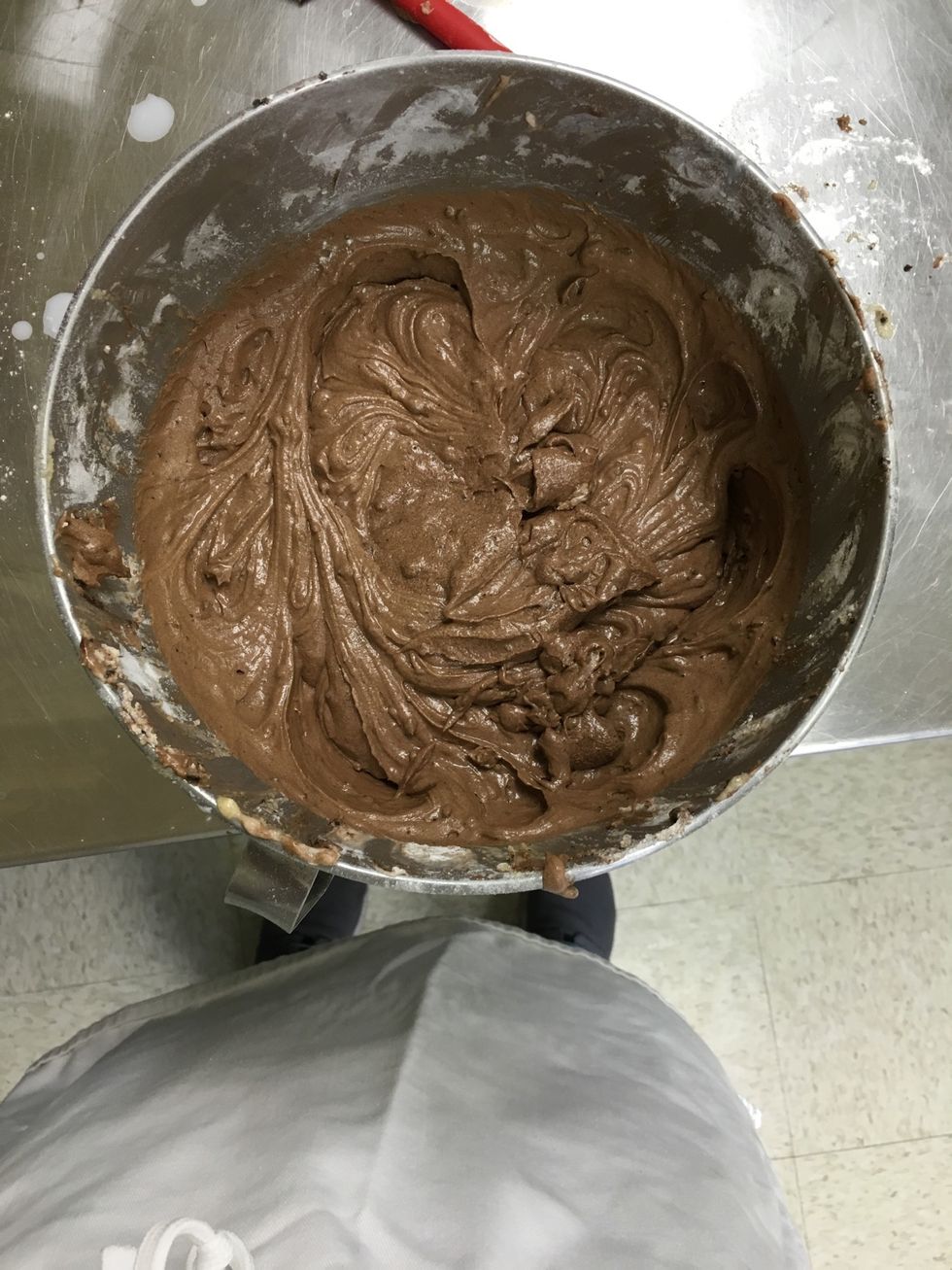 This is what the finished cupcake batter should look like.