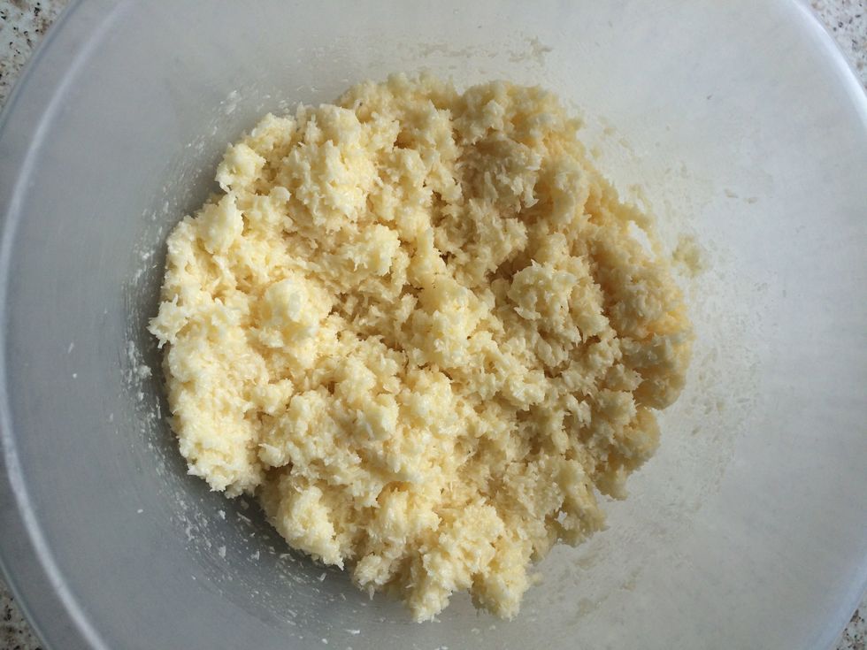 This is what the mixture looks like after the coconut has been added.