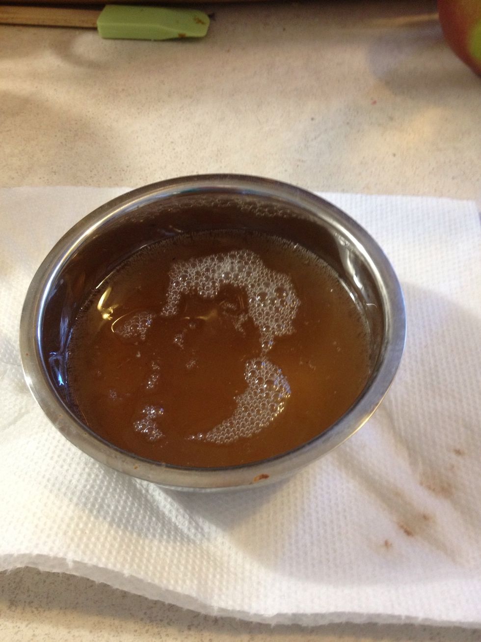 This is what the vinegar and soda looked like after I scrubbed it and it stopped bubbling.