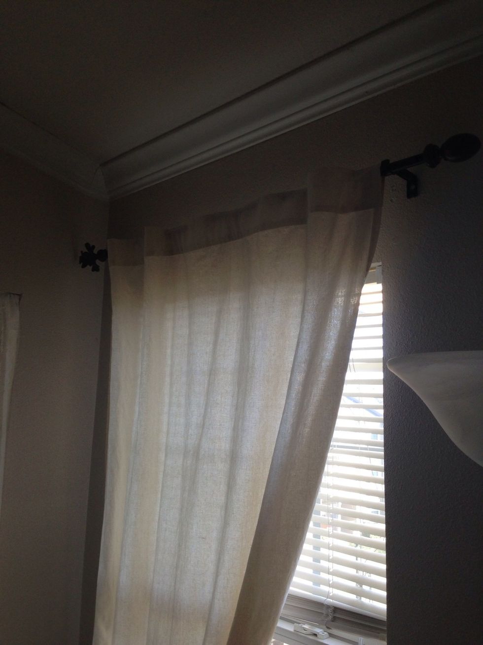 This is what the window to left looked like, when finished installing hardware. Typically, you install rod holders 2 inches outside of window ledge.