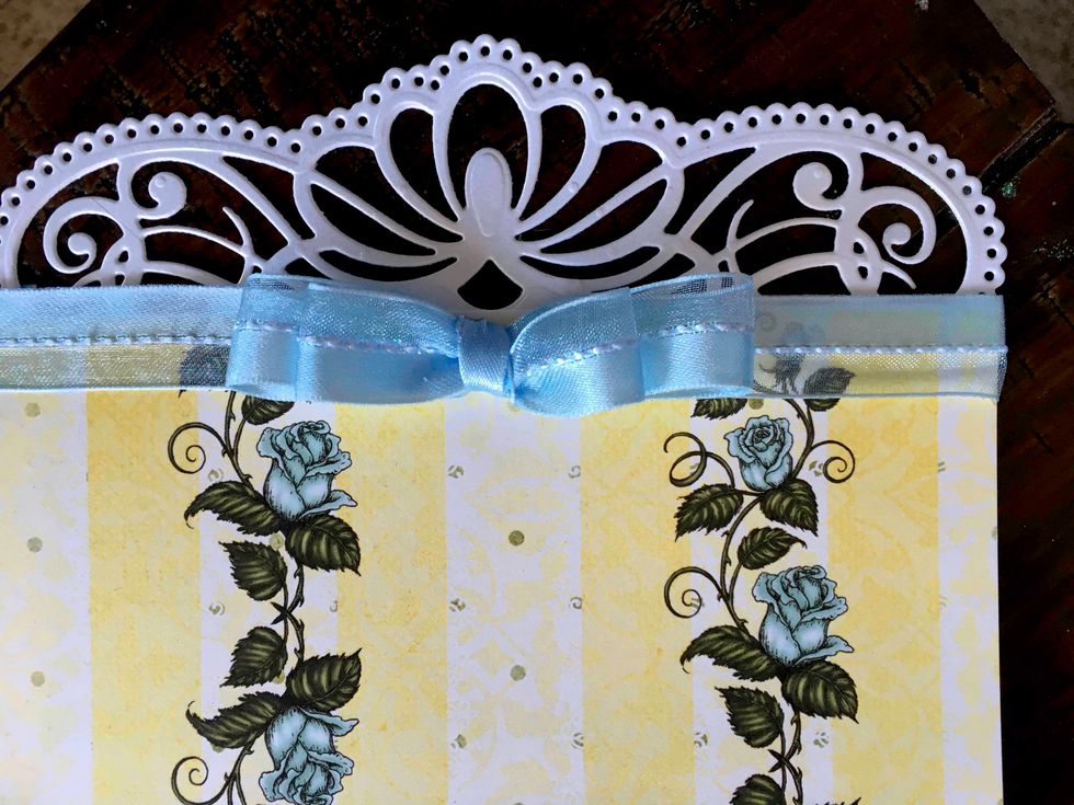 This is what this should look like after taping the border and ribbon.