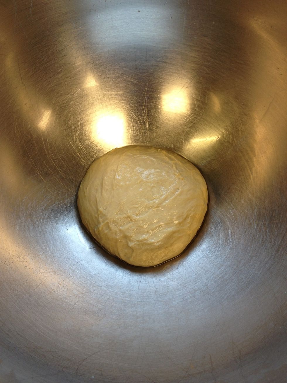 This is what you get. A small sticky dough full of protein. Now let it rest for ten minutes.