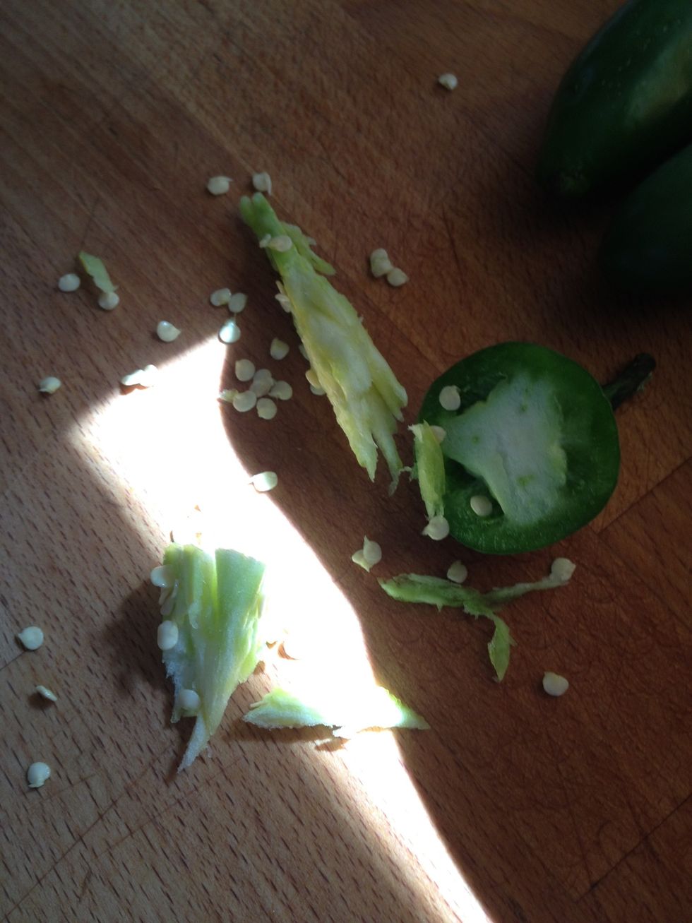 This is what you get out of the center, leave some of the seeds = more heat.