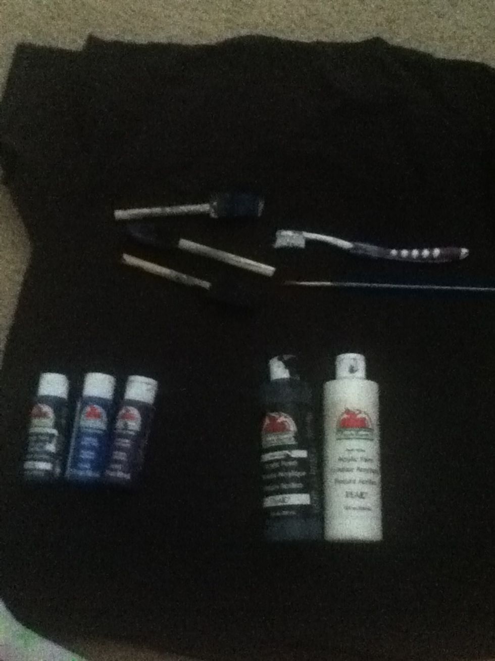This is what you will need. Try to get dark colors if purple and blue acrylics because you can always mix them with white paint. Also, the thin paint brush is optional.