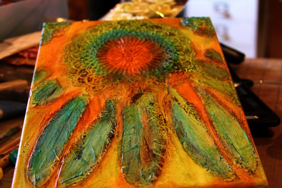 This is what your canvas should look like after adding the Black Leather Jacket Velvet.