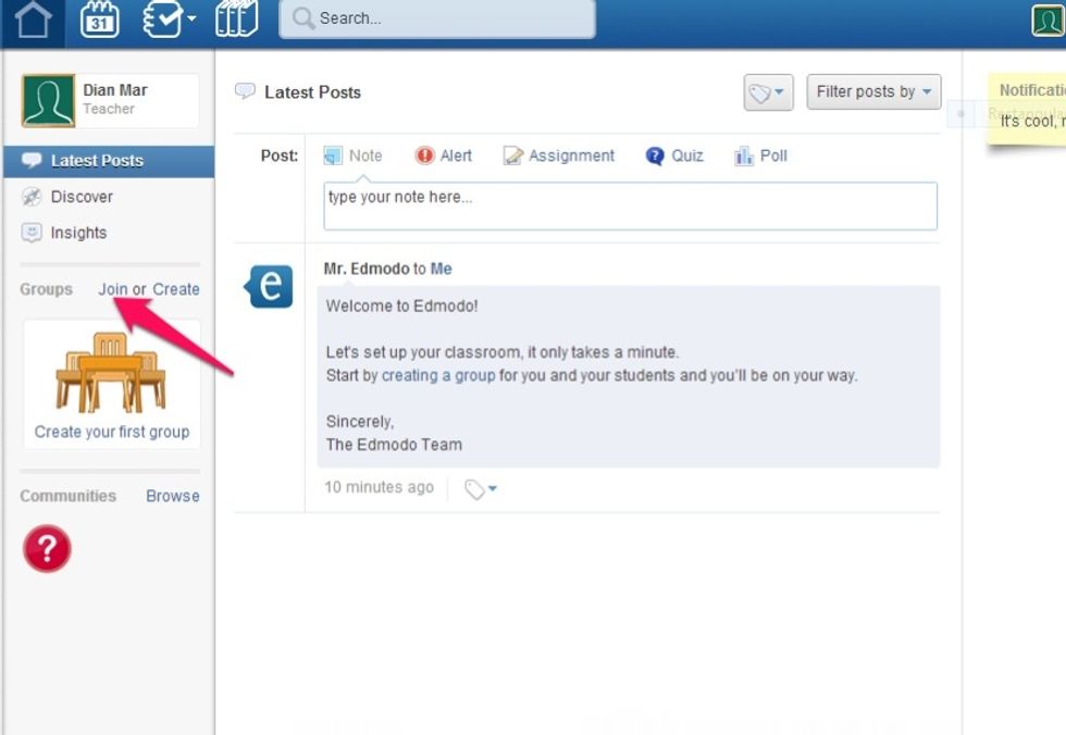 This is what your Edmodo page will look like. To join the Monroe County SLP group, click on Join.
