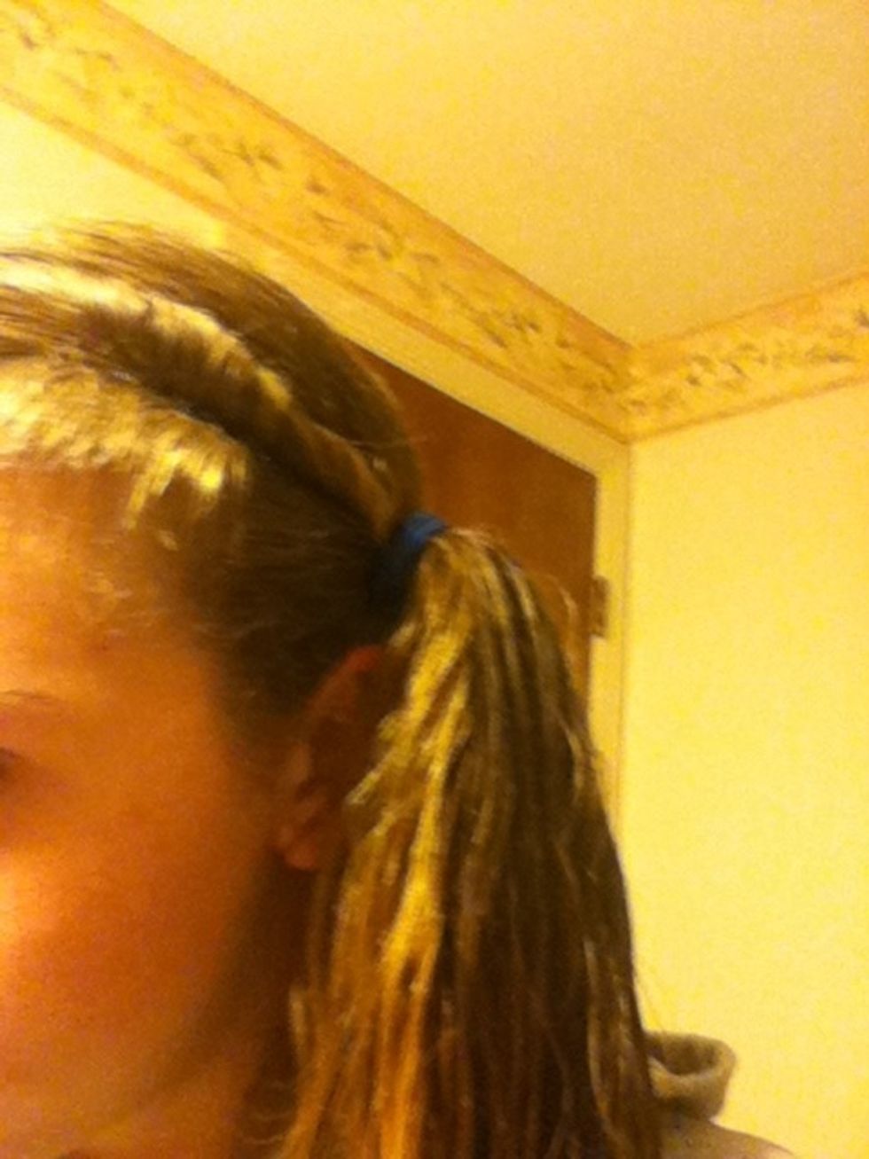 This is what your pony should look like after you twisted the small amount of hair.