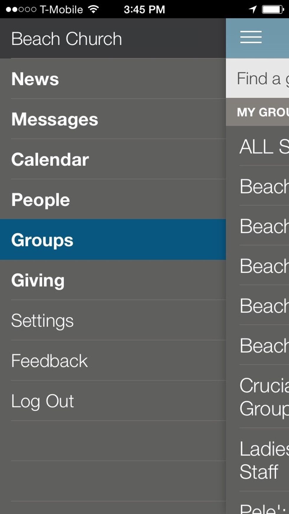 This is what your screen should look like. Tap GROUPS.