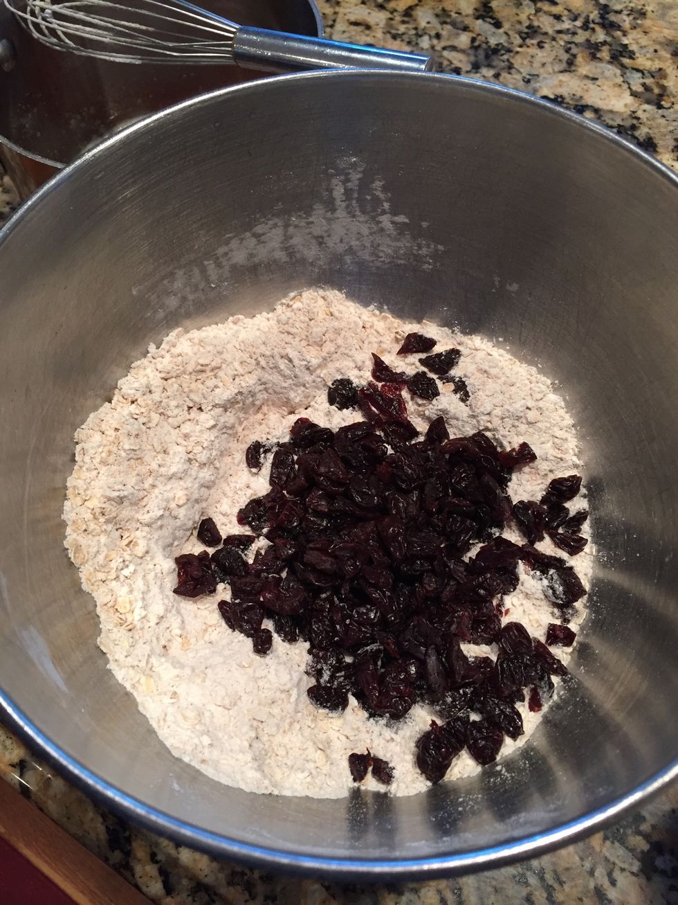This is when I add my dried fruit, toss to coat