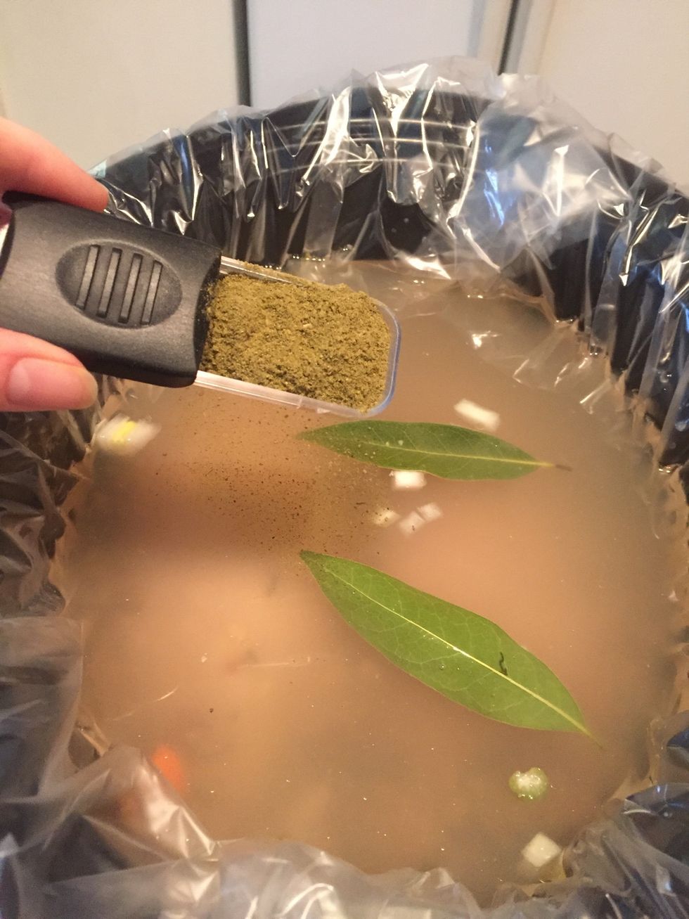 This is when I remembered to add the poultry seasoning. Oops! Ideally you add all the solid ingredients before the liquids for better blending.