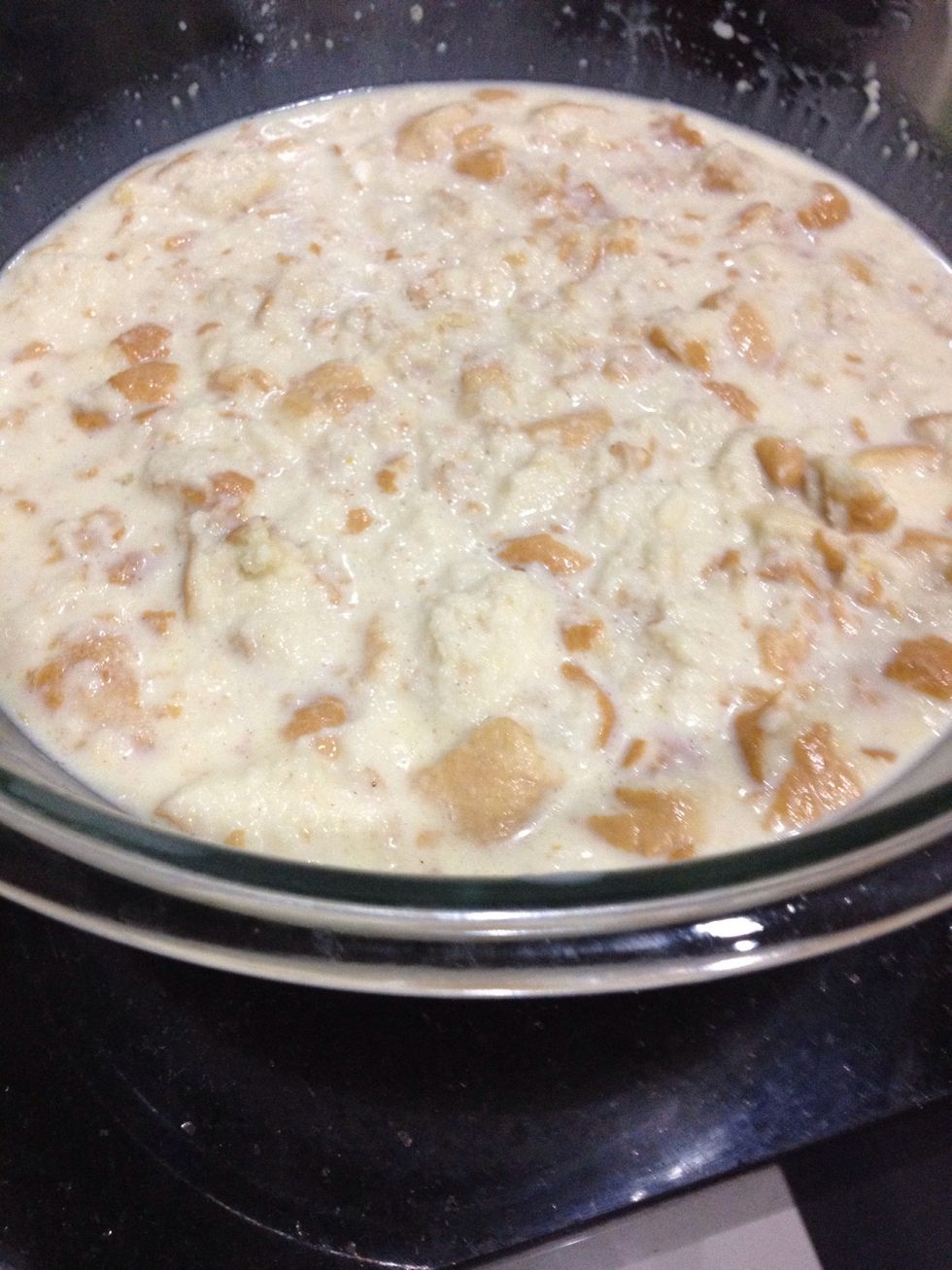 This is when it gets down and dirty.... Make sure your hands are clean and start (sort of) mashing up the breads with the mixture. Like.... Giving a massage (?)