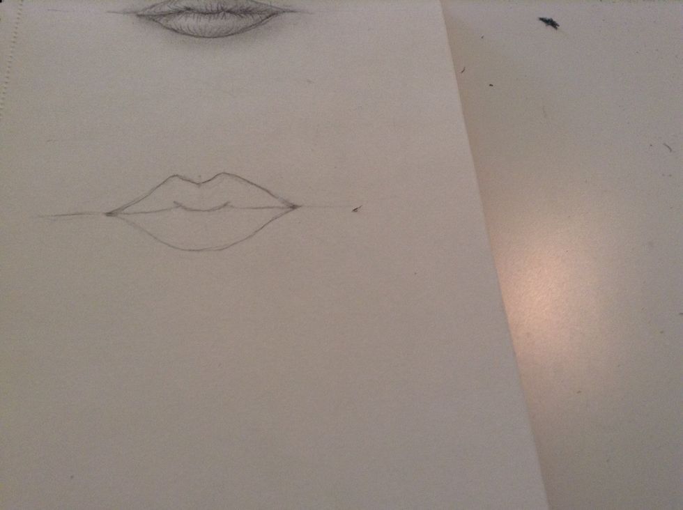 this is when your imagination can run wild;) outline the whole lip, in any shape u want!! I want mine to be more realistic so I'm keepin it simple.