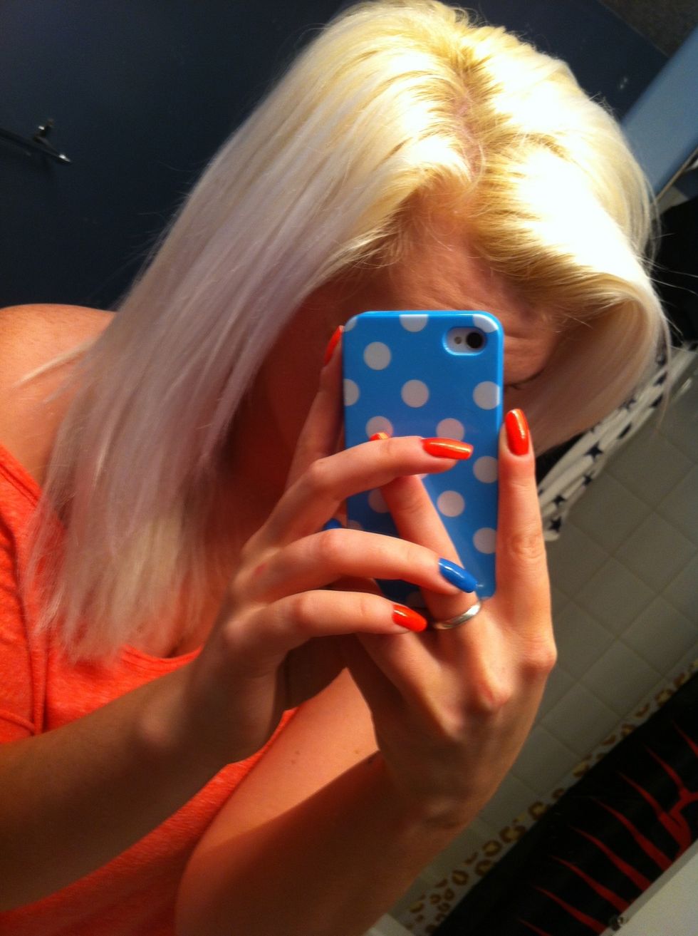 This is where I am starting, I part my hair relatively far to the left side. I am going to "twist" my bangs/fringe