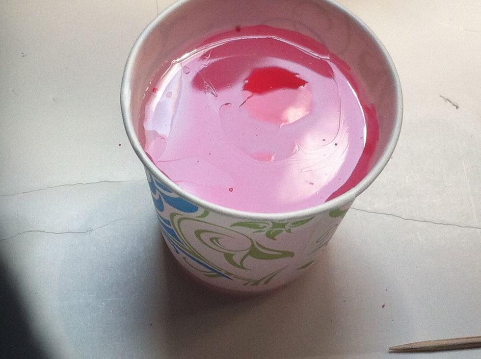 This is with the first color. Quickly drop in other colors. You want to be quick so the polish won't dry out.