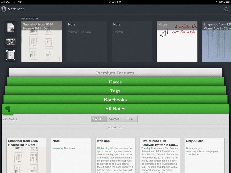 This is your home screen where everything is organized.