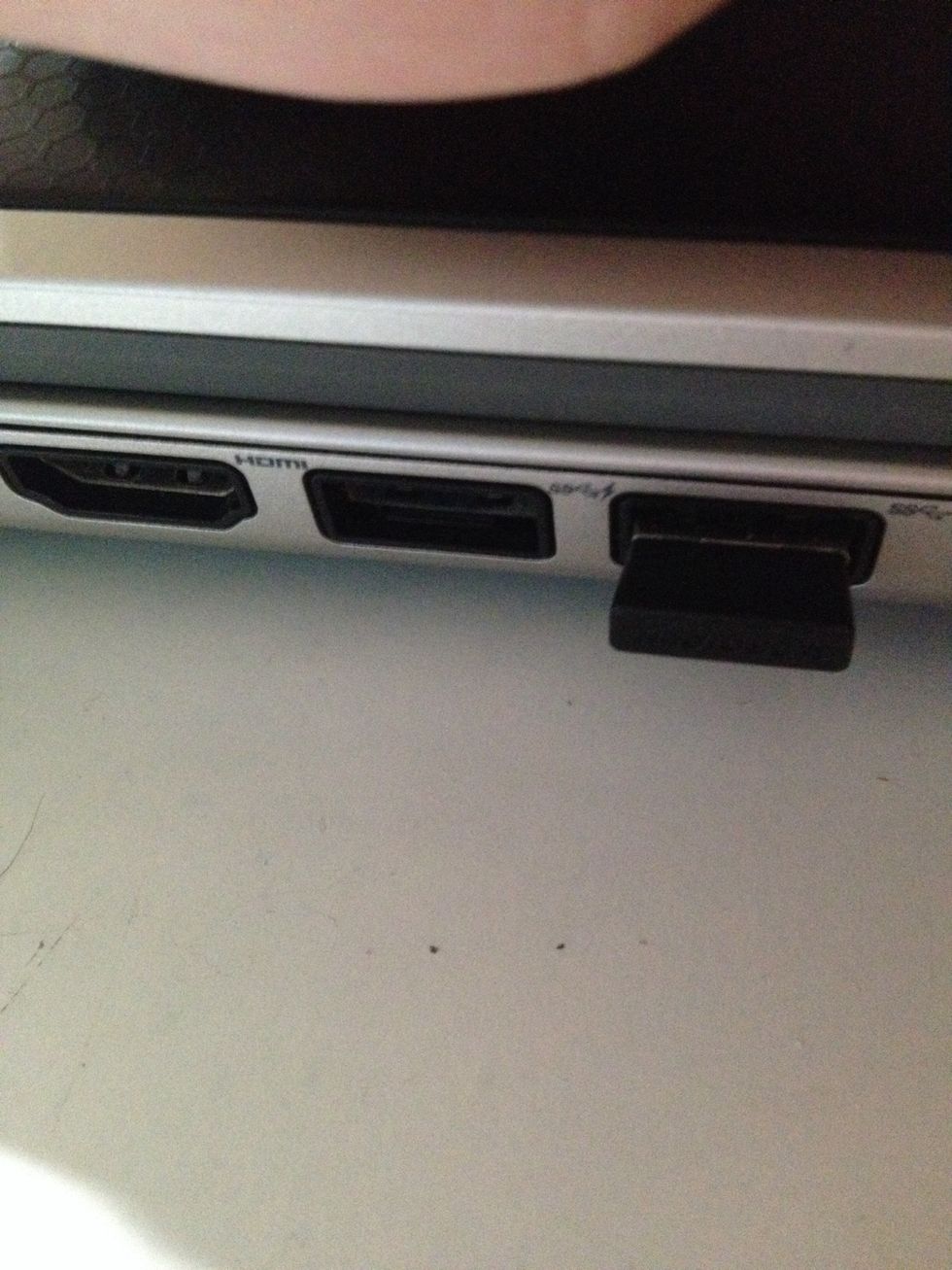 This is your USB port. They look identical on laptops and TVs: rectangular. As you can see, the HDMI ports (one is pictured on the left here) are more irregularly shaped.