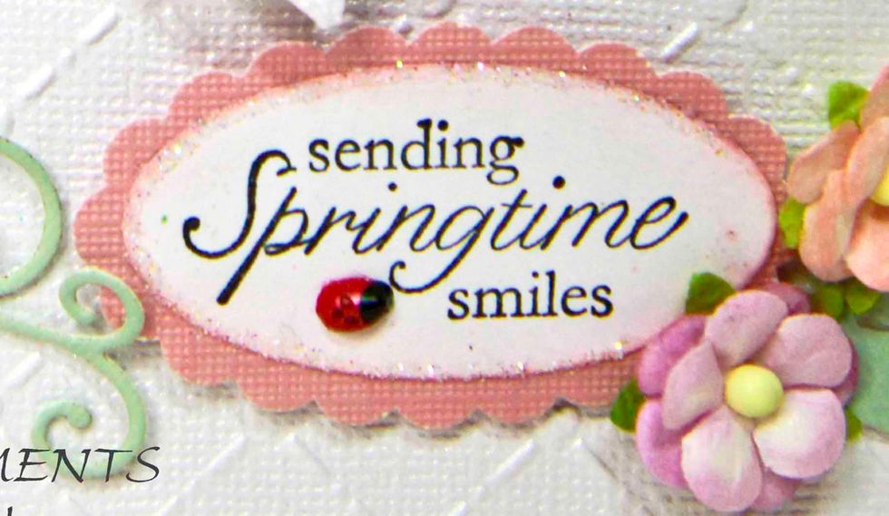 This little lady bug was glued next to the sentiment.