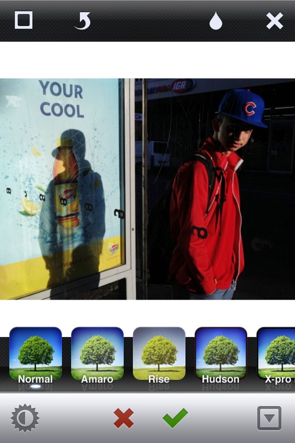 This loads the photo straight into Instagram. Here you can add a filter if you desire. I'm keeping my photo filter free.