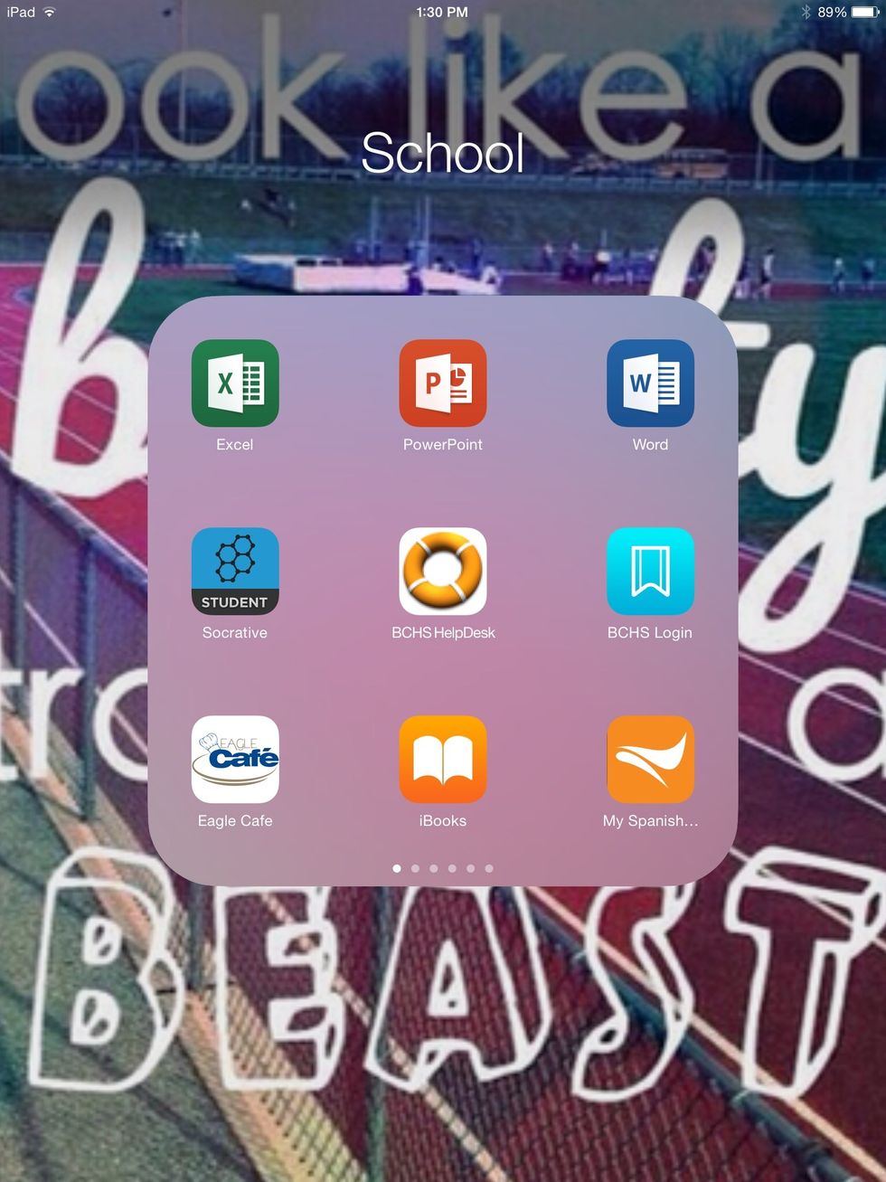 This my school folder there are about 6 slides of these with a lot of apps I use for school.