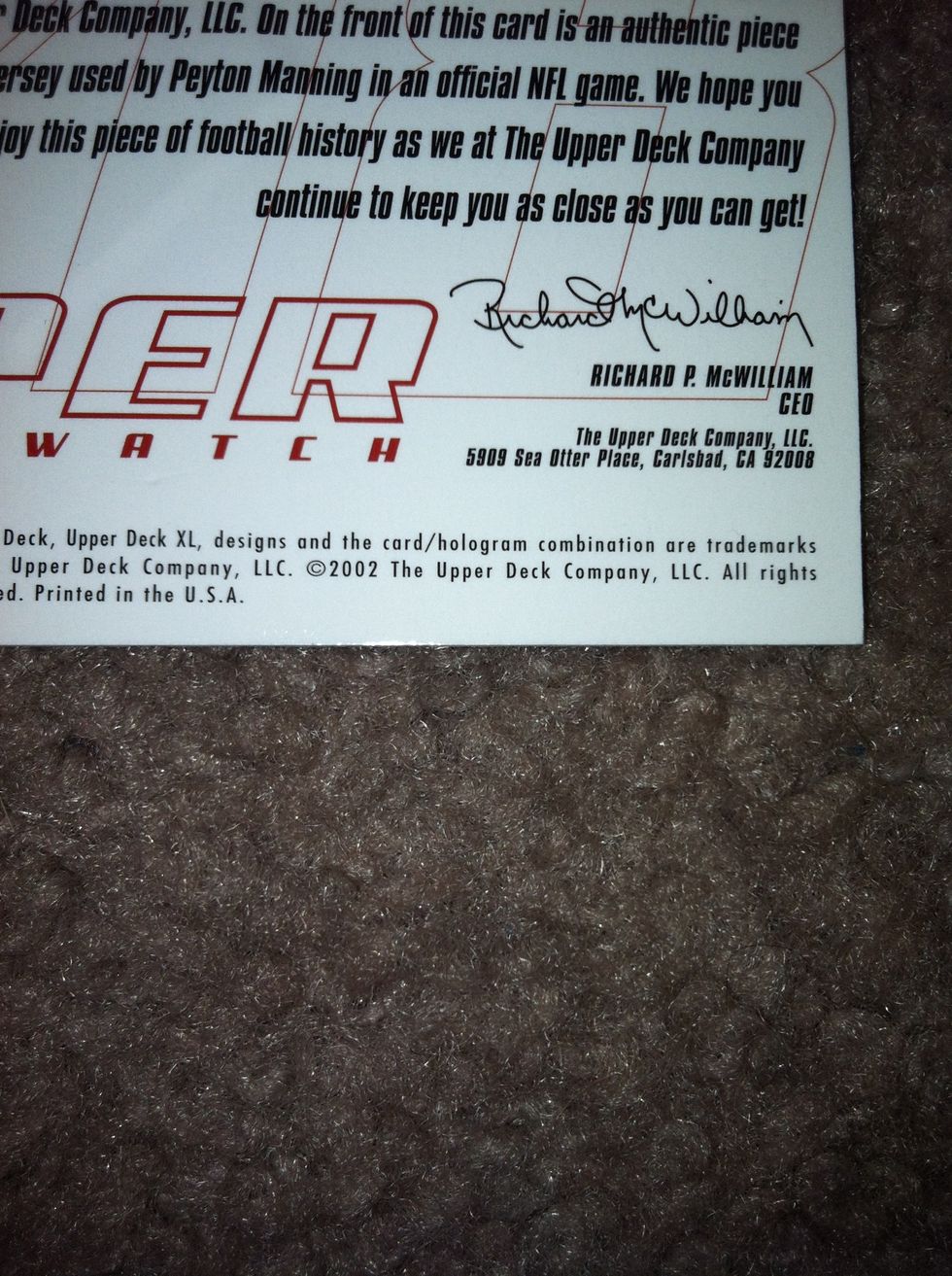 This one is from 2002 and was manufactured by Upper Deck.