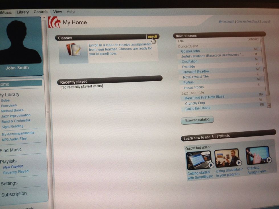 This page will come up. Go to the top left and hit the button "enroll".