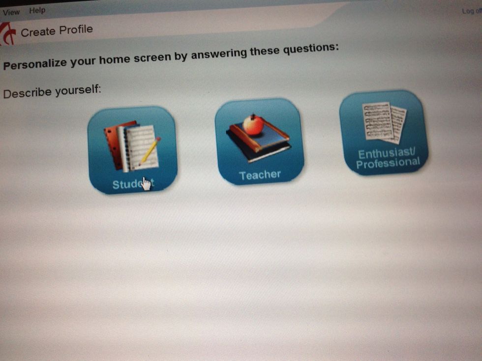 This page will come up, then hit "student".