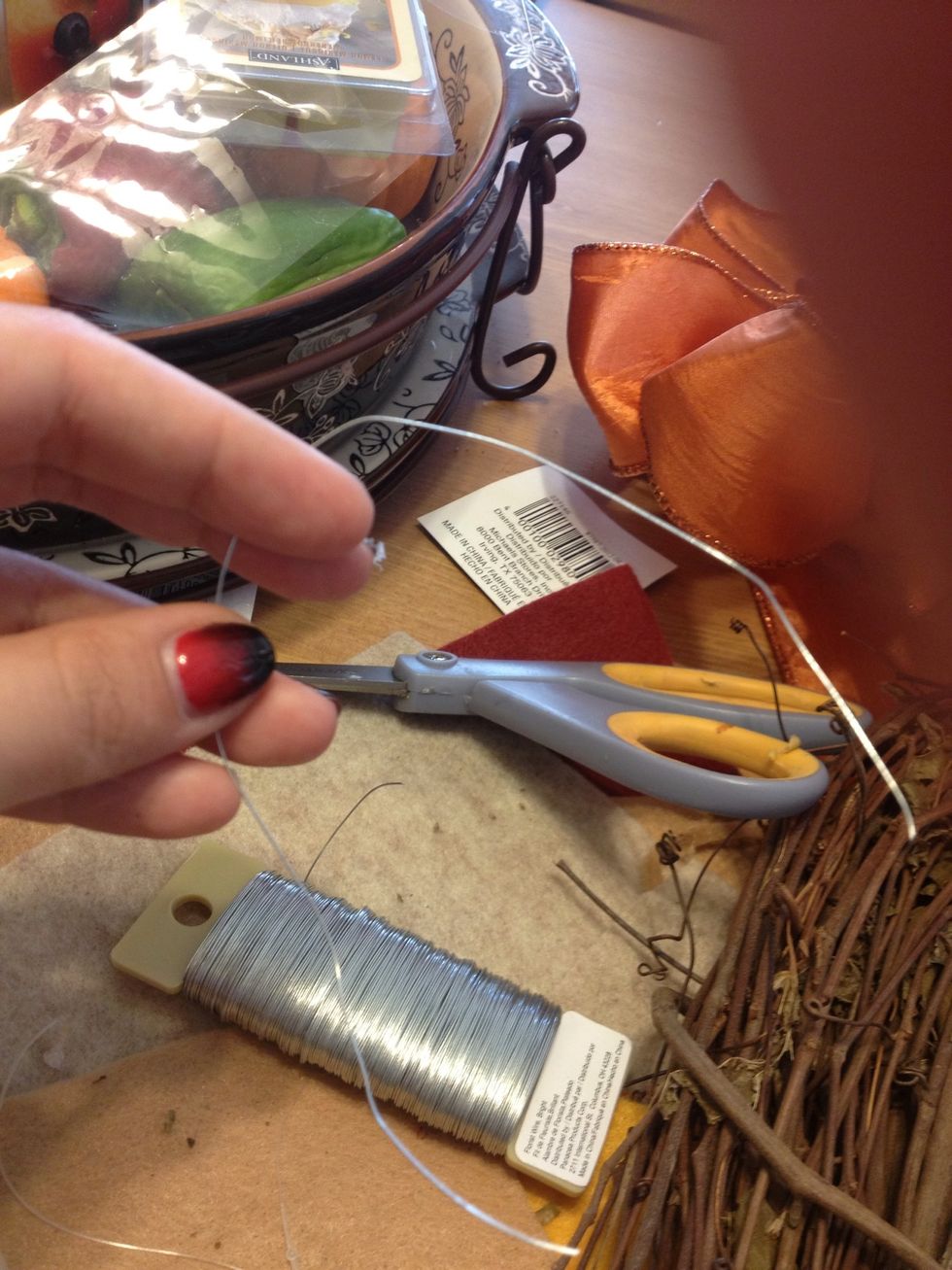 This part is all optional- take a small piece of wire or ribbon. Put aside for now