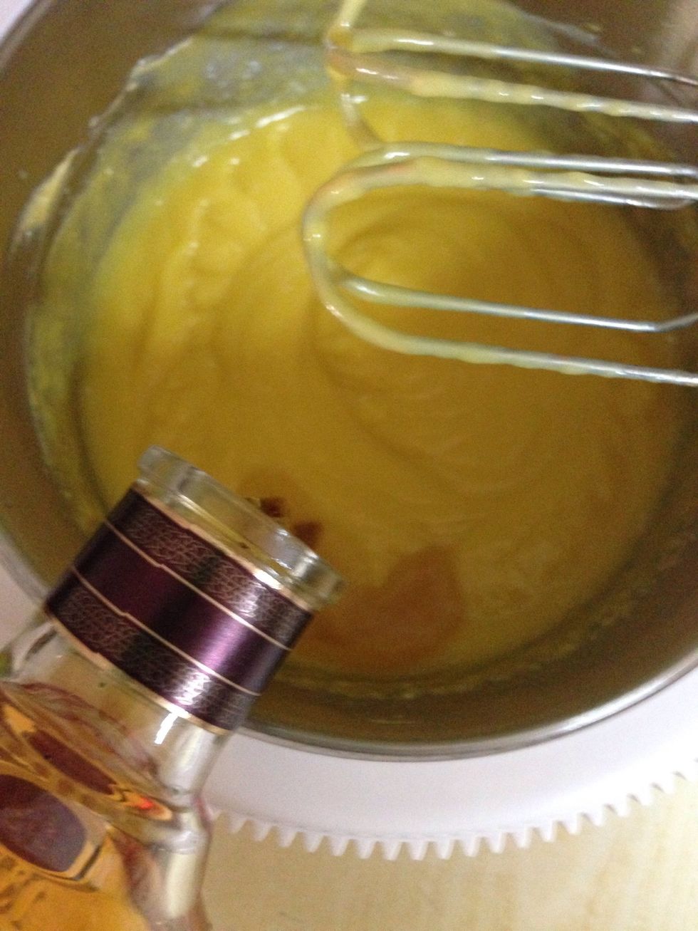 This part is optional but I like to add a little bit of a good quality brandy into my custard. Alcohol makes it more aromatic and tasty...