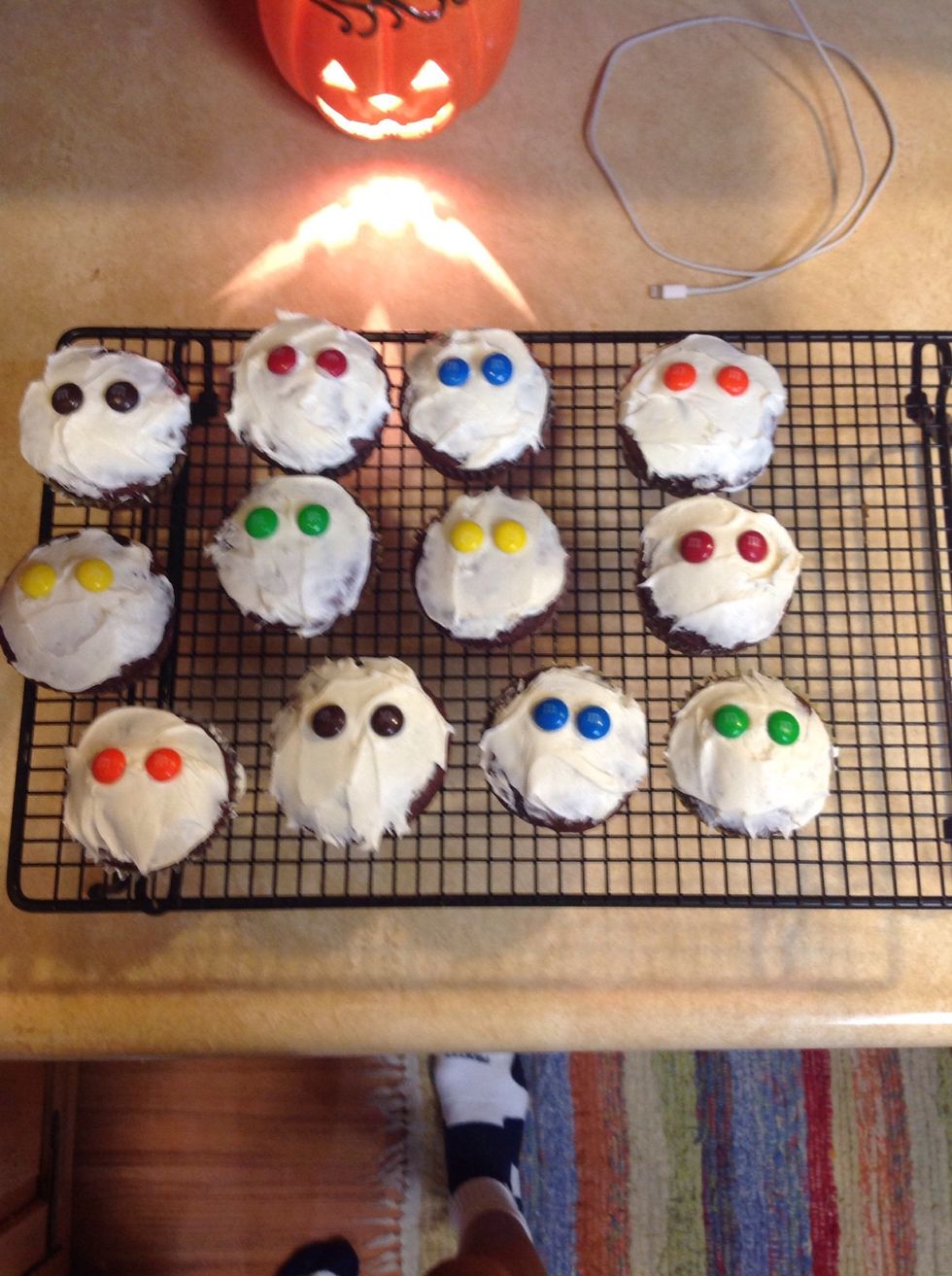 This part is optional but, I wanted to make cat cup cakes so these are there eyes they are m& m's