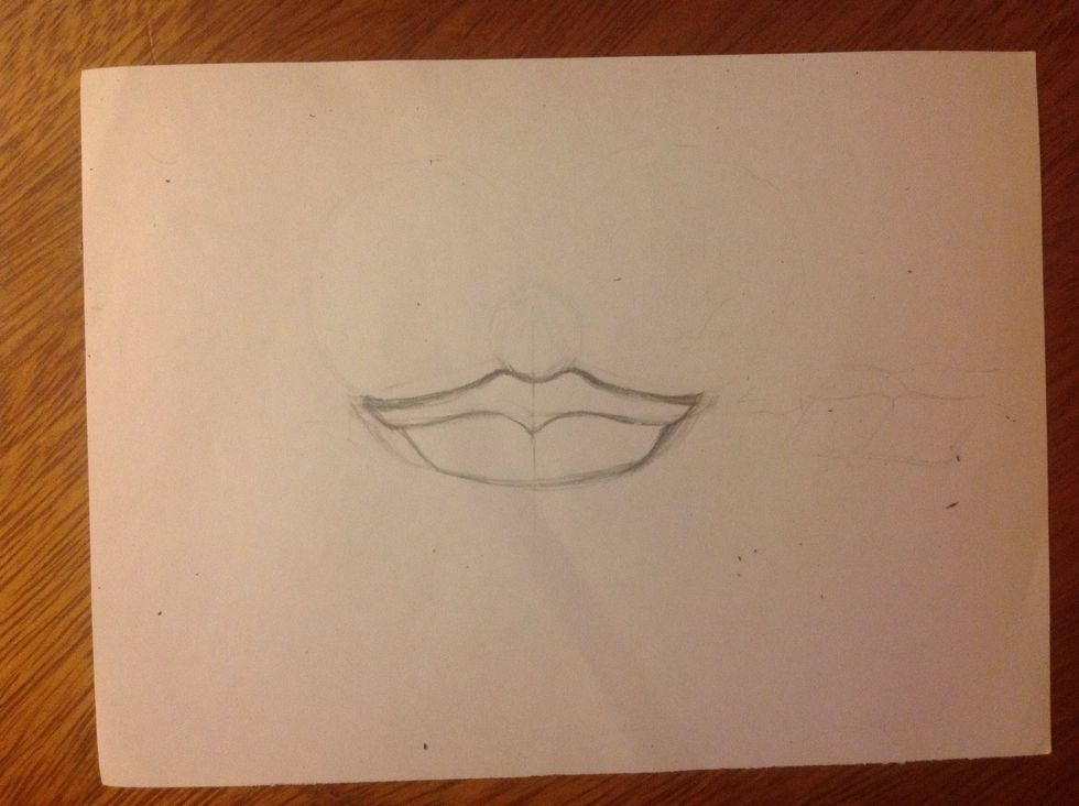 This part is where you imagination and taste goes on. I like thick lips, and shorter too. So this is the time where you start to gave shape to the mouth as you please.