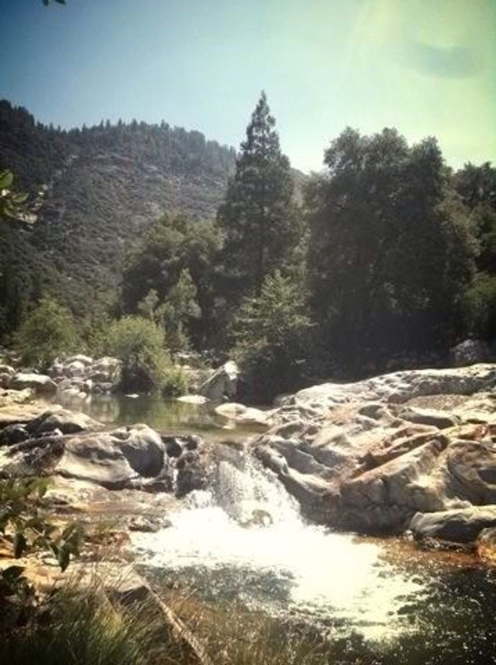 This photo was taken while hiking in California. The sun was beating down on us but the water was cool and the views magnificent. I was trying to portray that feeling in this photo.