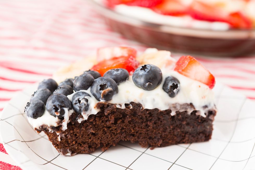 This recipe is inspired by: http://www.seededatthetable.com/2012/06/01/fruity-brownie-dessert-pizza/