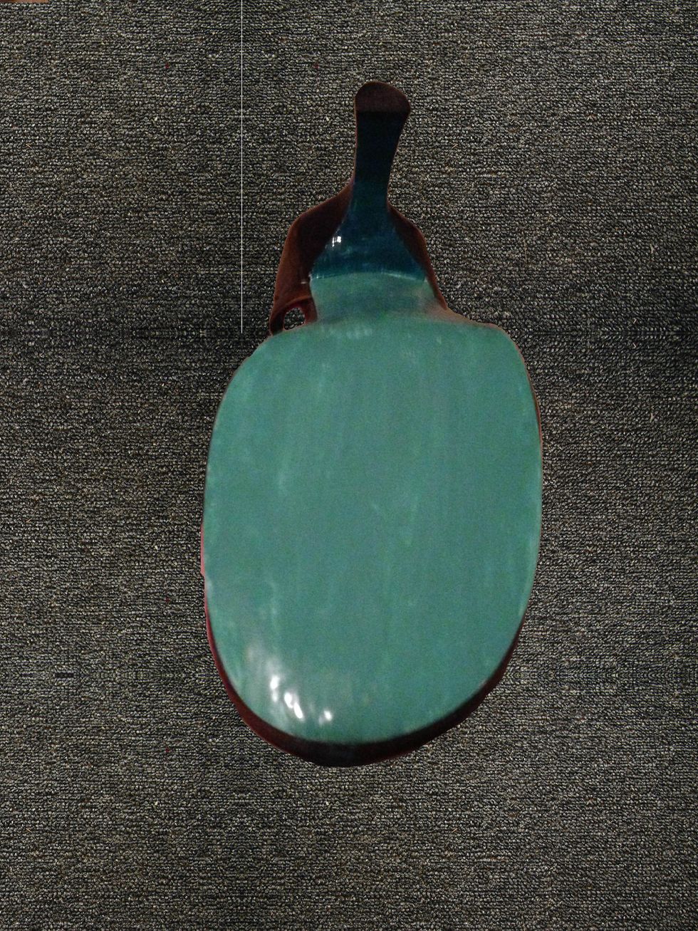 This required a bit more polish, and I did the pour method again. Two coats. Still a little uneven, but I wanted an organic pattern.