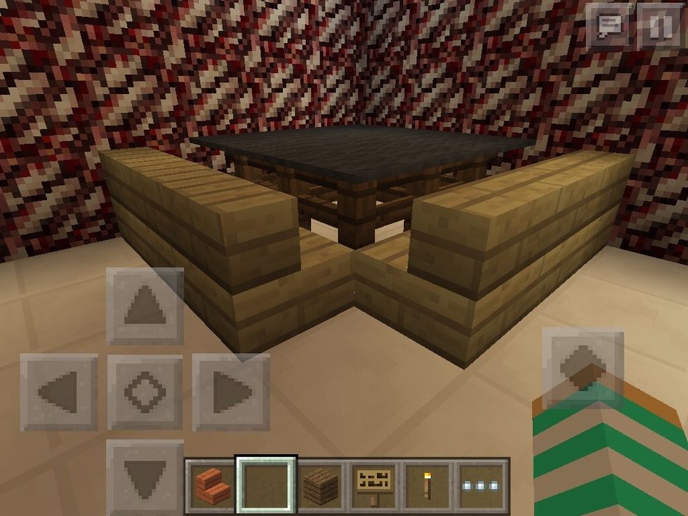 This room will be the dining and kitchen so add a table and chairs