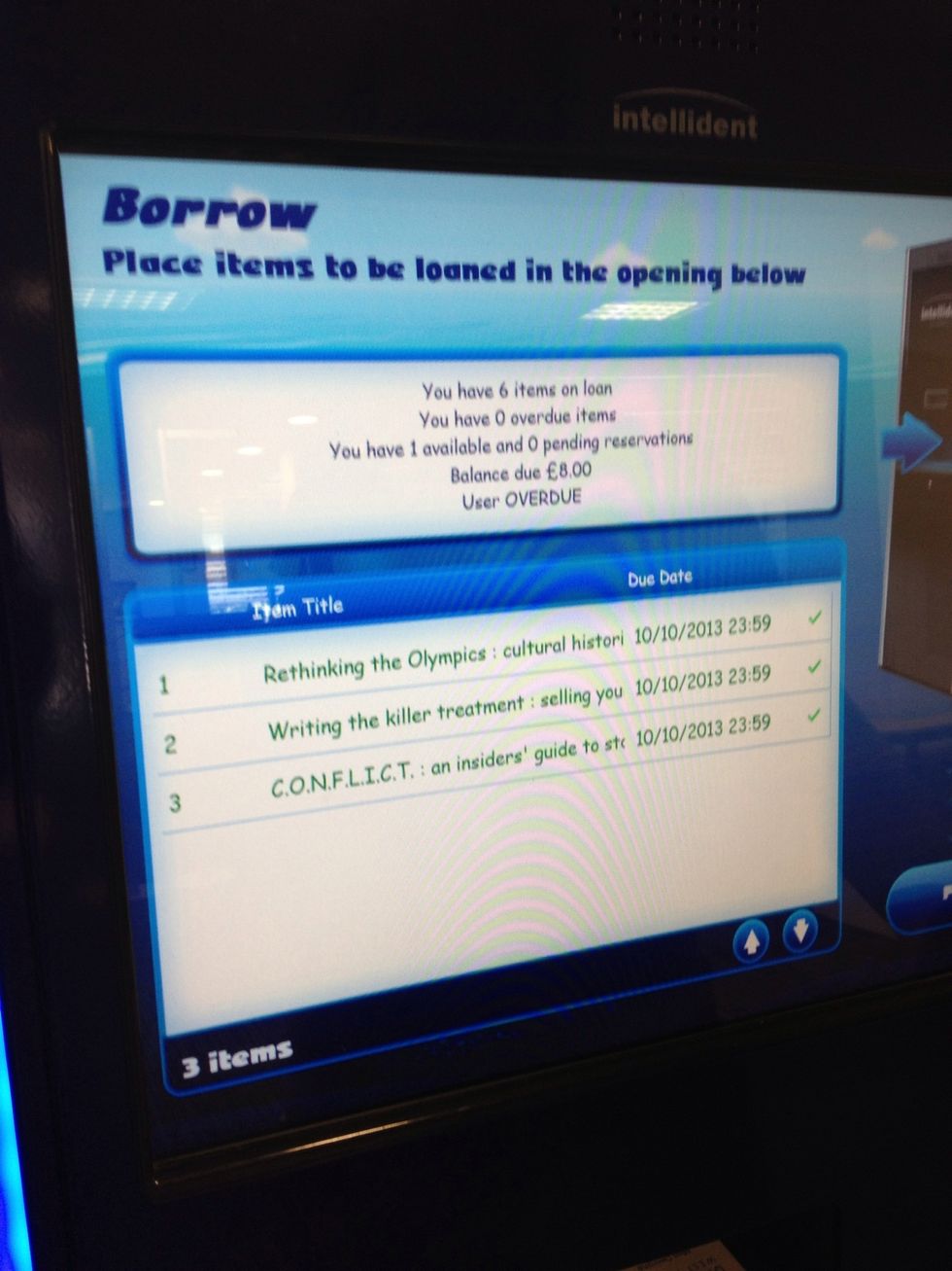 This screen gives you an account summary as well as showing details of everything you just borrowed, including the dates to renew or return by.