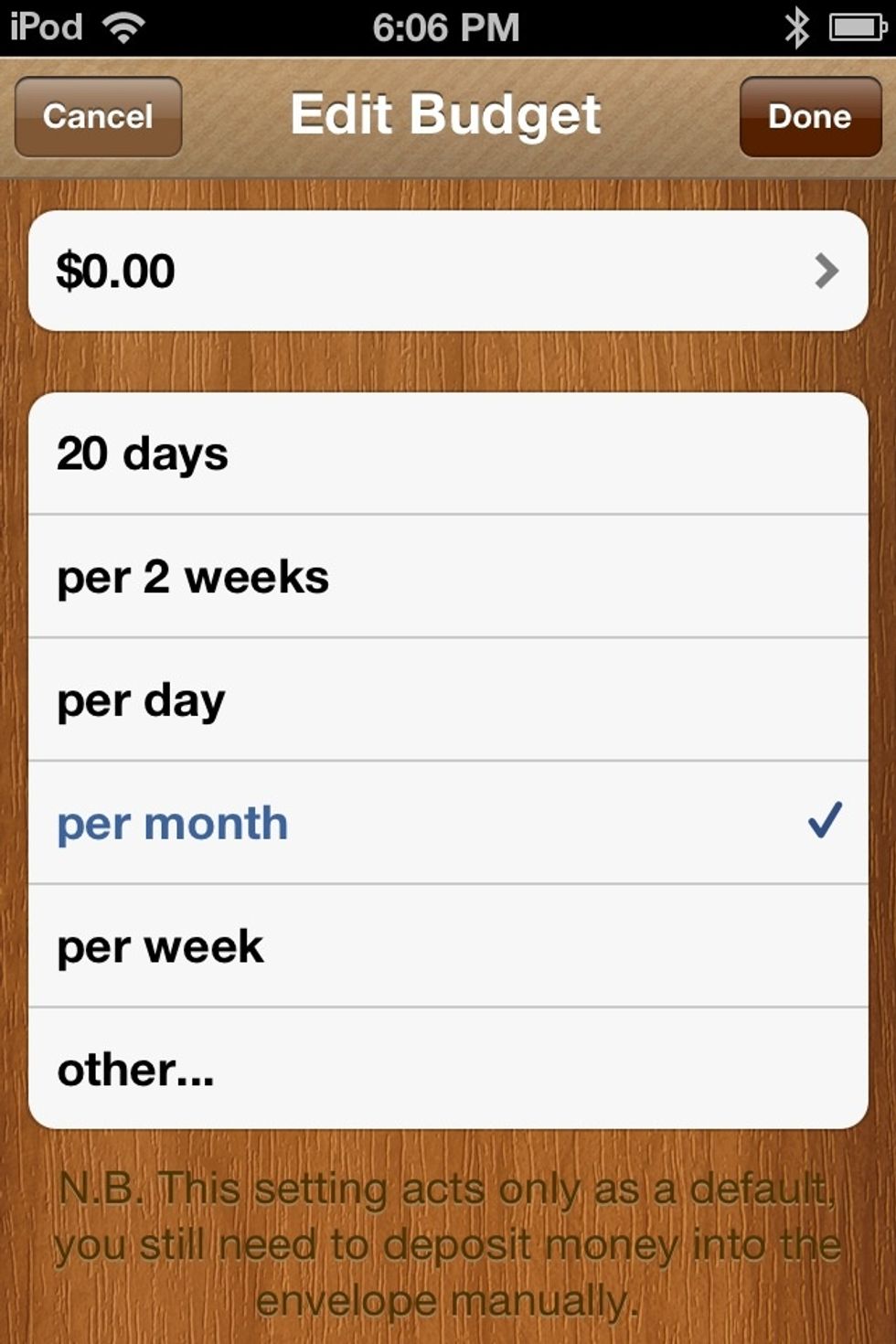 This screen will come up. Tap where it says ''$0.00'' to add an allowance.