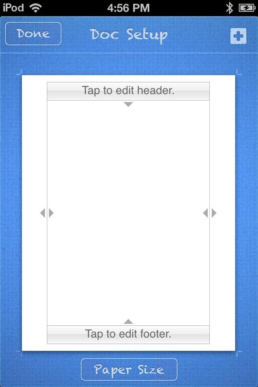 This screen will come up. We need to add a PRICE, a DATE, and a HORIZONTAL RULE for the newspaper page (A horizontal rule is just a thin horizontal line). Tap where it says, ''TAP TO EDIT HEADER.''
