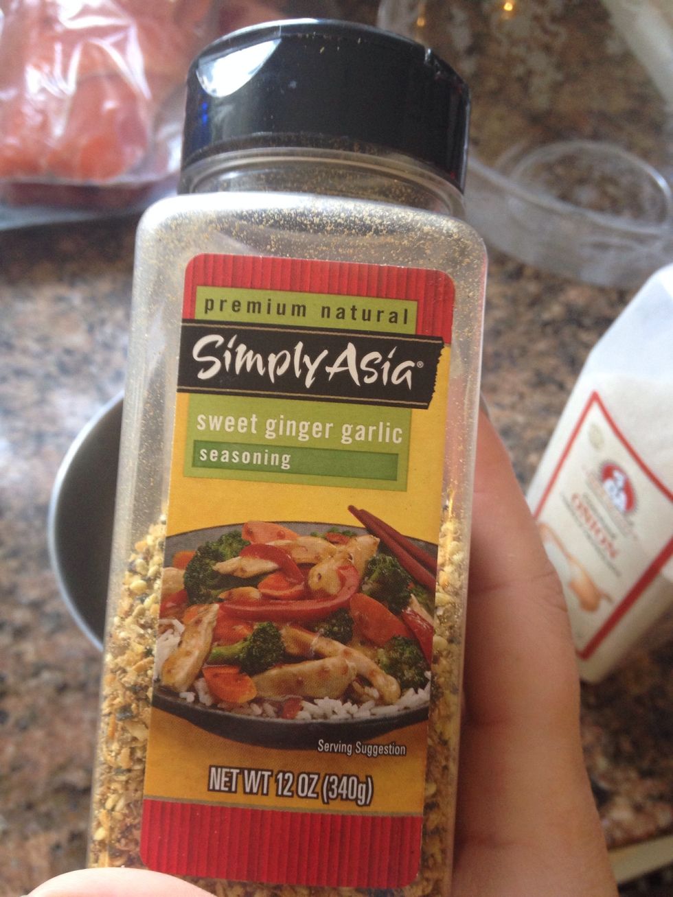 This seasoning is super versatile. I recommend it for lamb or steaks too. If you can't find this, add sesame seeds both toasted and non toasted and a little more garlic and granulated onions.