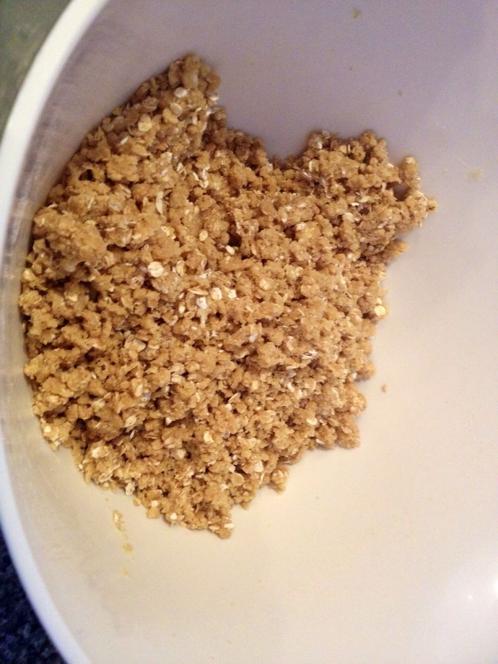 This should form a crumbly mixture after 3-5 minutes