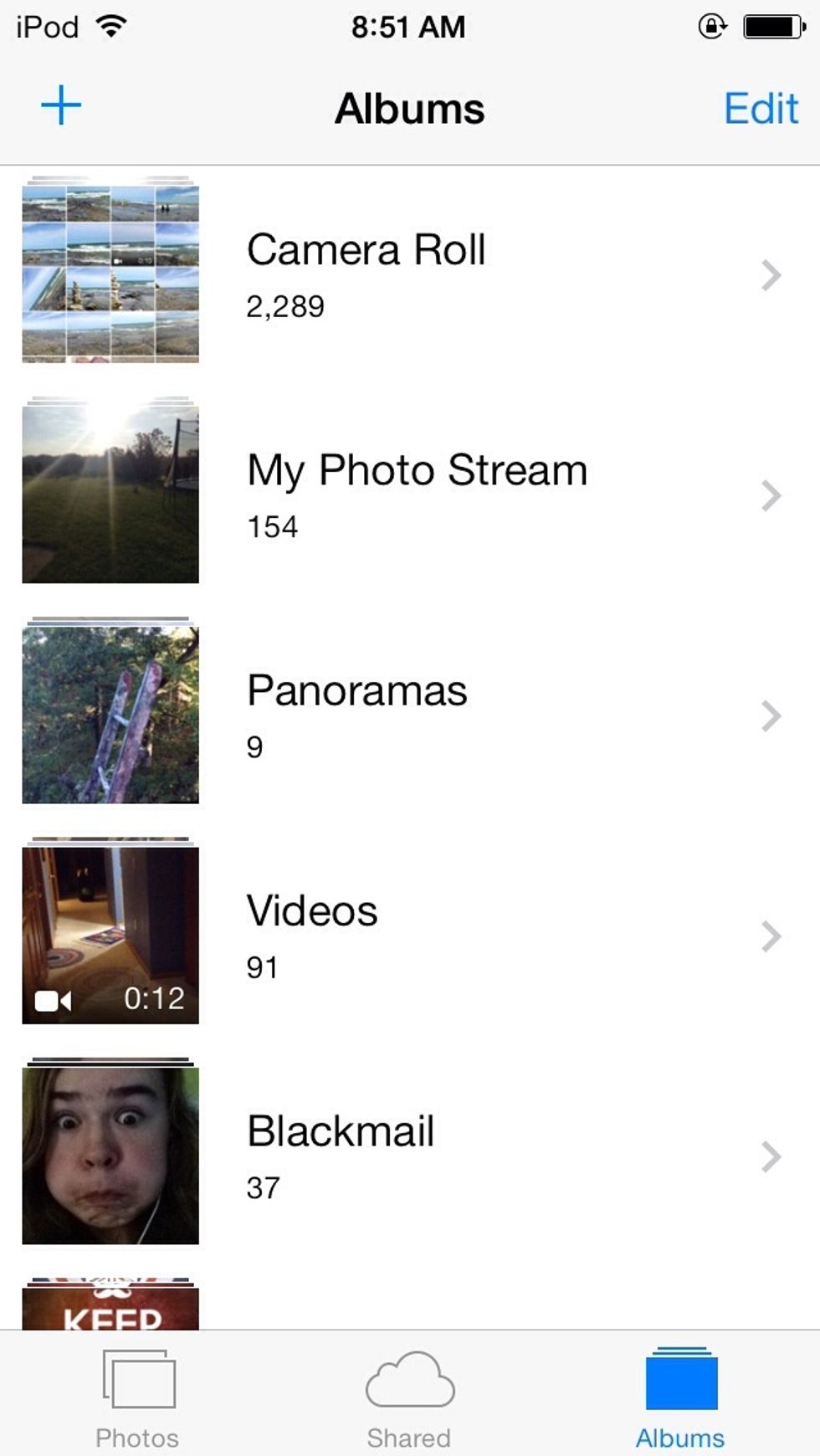 This should take you to here. Press Camera Roll.