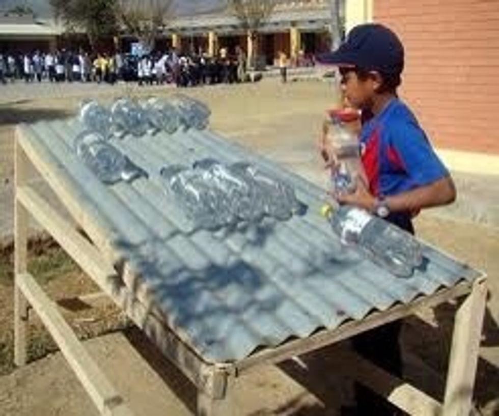 This shows a SODIS setup in a developing nation. You could have a similar setup anywhere. A simple one is suggested in the next step.