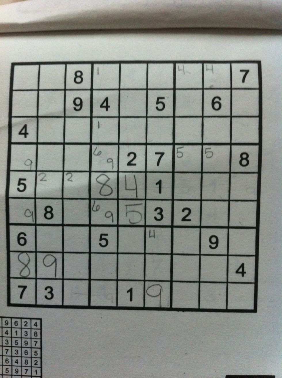 This shows me that there is only one place for 4 to go.